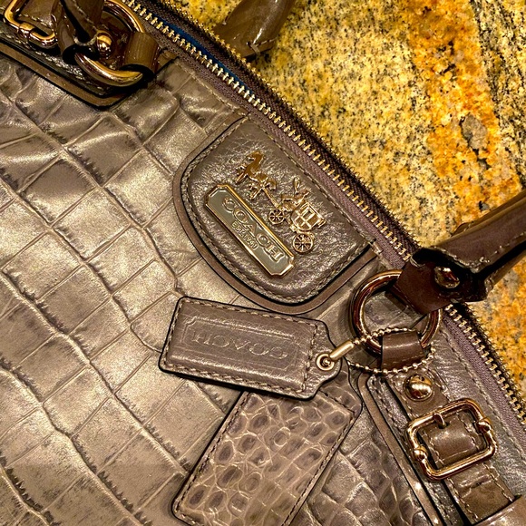 EUC COACH Gray Croc Embossed Chain Link Sophia - Picture 11 of 11